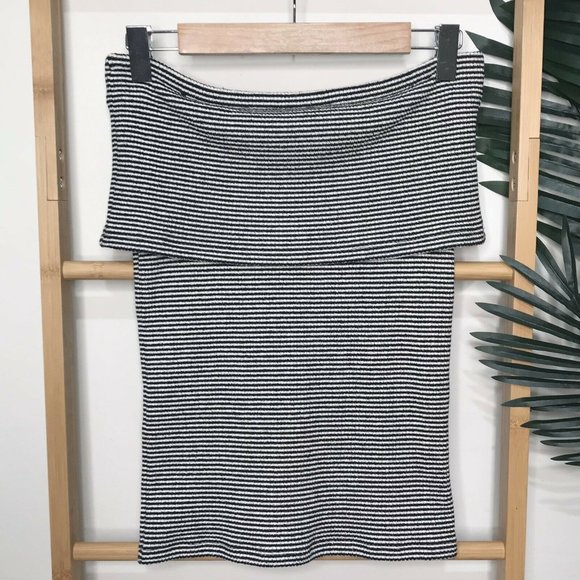 Witchery Black Striped Off Shoulder Knit Top S - Picture 2 of 13